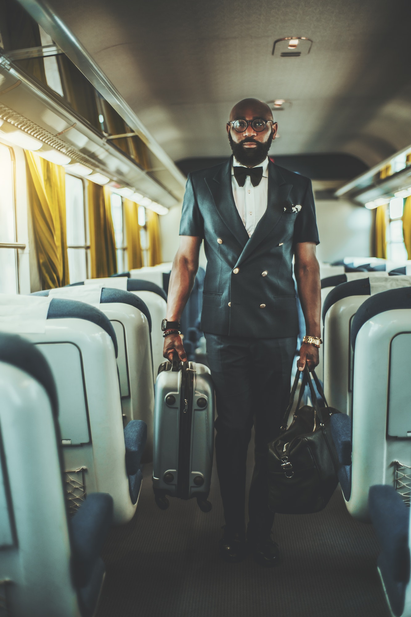 African Businessman in the train car